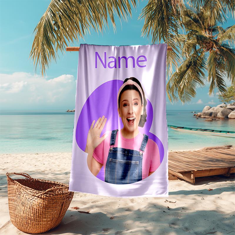 Personalized customized proof beach towel with Ms. Rachel pattern - soft, absorbent,quick-drying,perfect swimming,camping&bathing