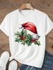 (Asian Size) Tee Top Festival  Merry Christmas Leopard Love Happy New Year Holiday Women Print Lady Short Sleeve Fashion Graphic T-shirts
