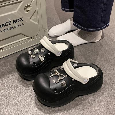 Baotou Hole Shoes женские тапочки на толстой подошве с эффектом увеличения высоты, мультяшные тапочки, нескользящие повседневные милые пляжные классные тапочки