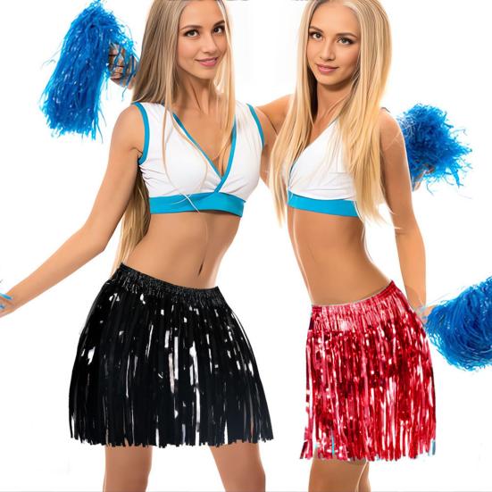 Rain Skirt Dance Costume Streamer Fringe Half Skirt for Beach Parties Sequin Cheerleading Team Dress for Adults Kids