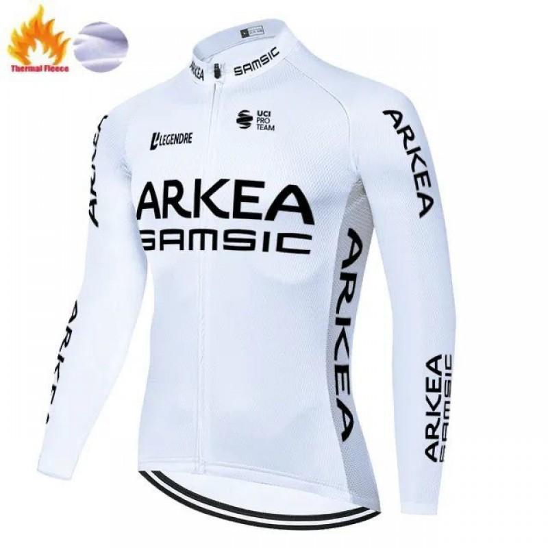 ARKEA Fleece Cycling Jersey Men Women Winter Thermal Long Sleeve Road Mountain Bike Riding Top