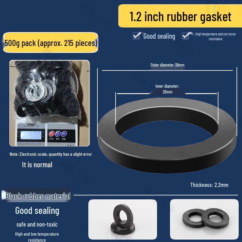 Набор плоских резиновых шайб: Водонепроницаемые прокладки для душевых шлангов и смесителей - Размеры 3/8", 1/2", 3/4", 1"