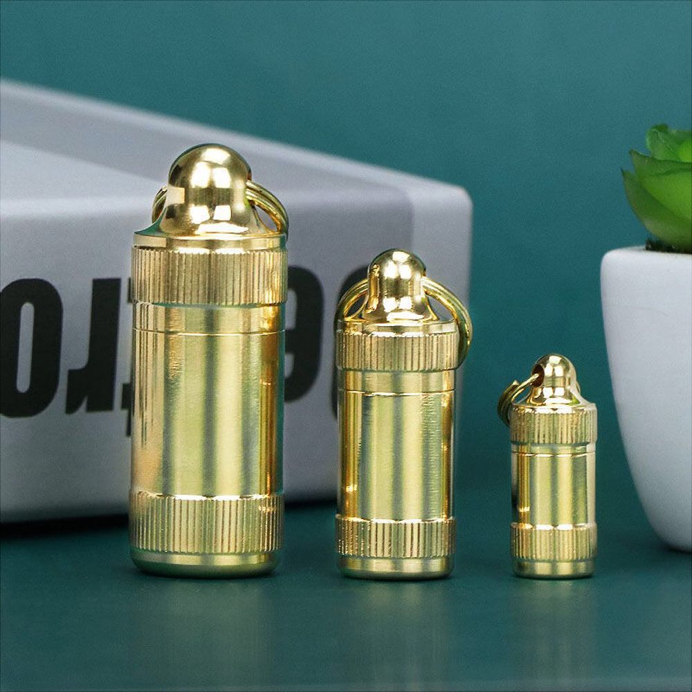 Accessory Earplugs Capsule Brass Travel Pill Case Keychain Holder Pill Bottle Pill Storage Box