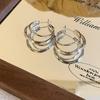 Silver Multi-Layer C-Shaped Hoop Earrings - 2024 Light Luxury Style for Women