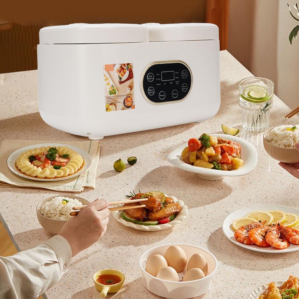 Двойная мультиварка-рисоварка с откидной крышкой, функцией таймера, съемной многофункциональной кастрюлей для приготовления пищи, сервировочная для шведского стола для кухонной вечеринки