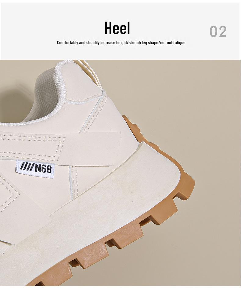 Весна 2025 Женские дышащие белые кроссовки в корейском стиле - Универсальная спортивная повседневная обувь для бега на толстой подошве