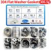 580pcs/Box M2 M2.5 M3 M4 M5 M6 M8 M10 M12 304 Stainless Steel Flat Washer Plain Gasket