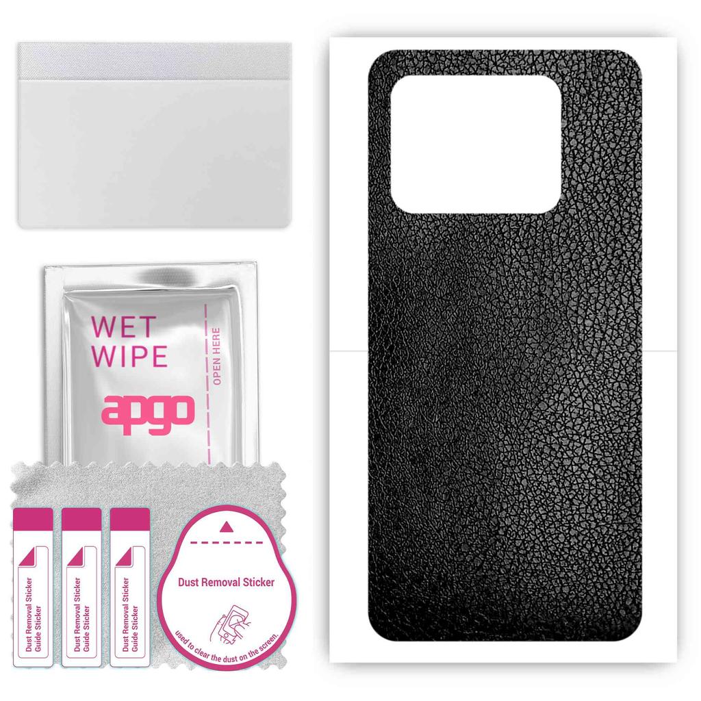 apgo Protective Skin Sticker for the Back Compatible with Vivo iQOO Neo8, Wrap Film, Foil, Vinyl - Pattern Black Leather