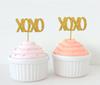 Darling Souvenir| XOXO Cupcake Topper| Hugs & Kisses Wedding Party Dessert Decorations Picks - Pack Of