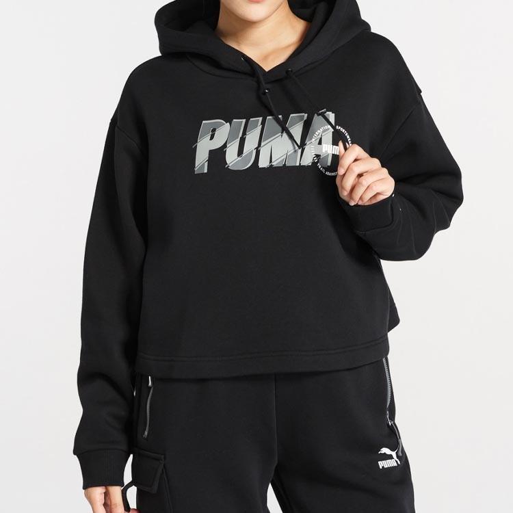 (WMNS) PUMA Colorblock Alphabet Logo Printing Black Women's 596742-01