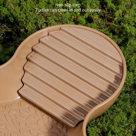 Reptile Bathing Pool Tortoise Food And Water Feeder Bowl with Ramp Reptile Feeding Dish Aquarium Ornament for Gecko Snake Turtle Bearded Dragon Lizard