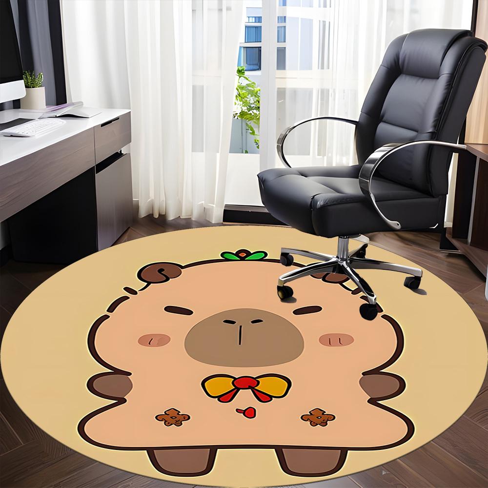 1pc Capybara Gingerbread Man Chair Carpet for Office, Soft Flannel Throw Mat, Perfect for Office, Holiday Party Decoration Choice yy260209036