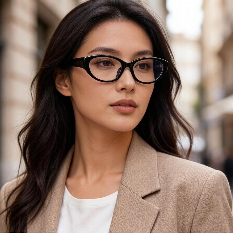 JYL TS Halara retro cat eye oval sunglasses, ladies face slim shades, street UV protection eyewear