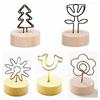 Ornament Home Decoration Photo Clips Picture Holder Frame Round Wooden Base Message Paper Support