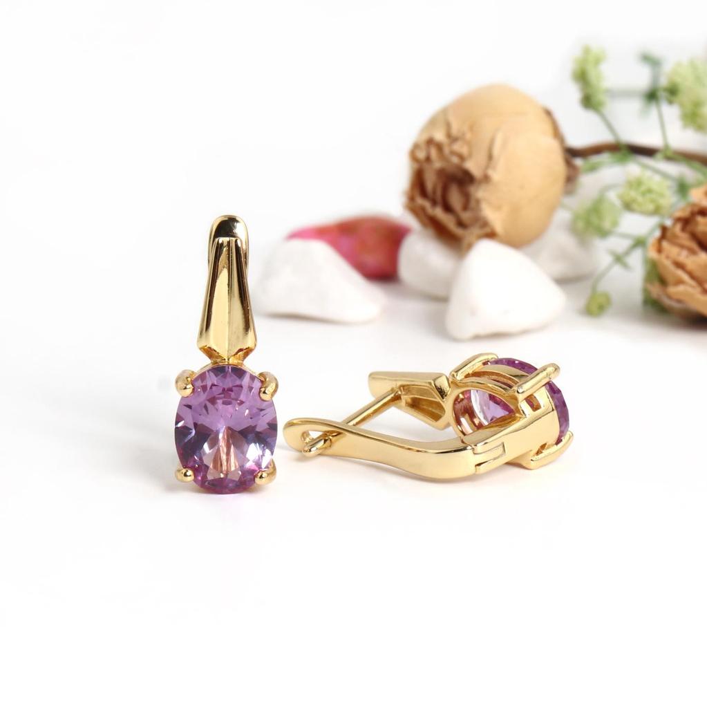 Серьги из стерлингового серебра 925 пробы с покрытием из желтого золота, изысканные ювелирные изделия, созданный овальный 7*9 мм меняющий цвет нано-александрит для подарка на вечеринку