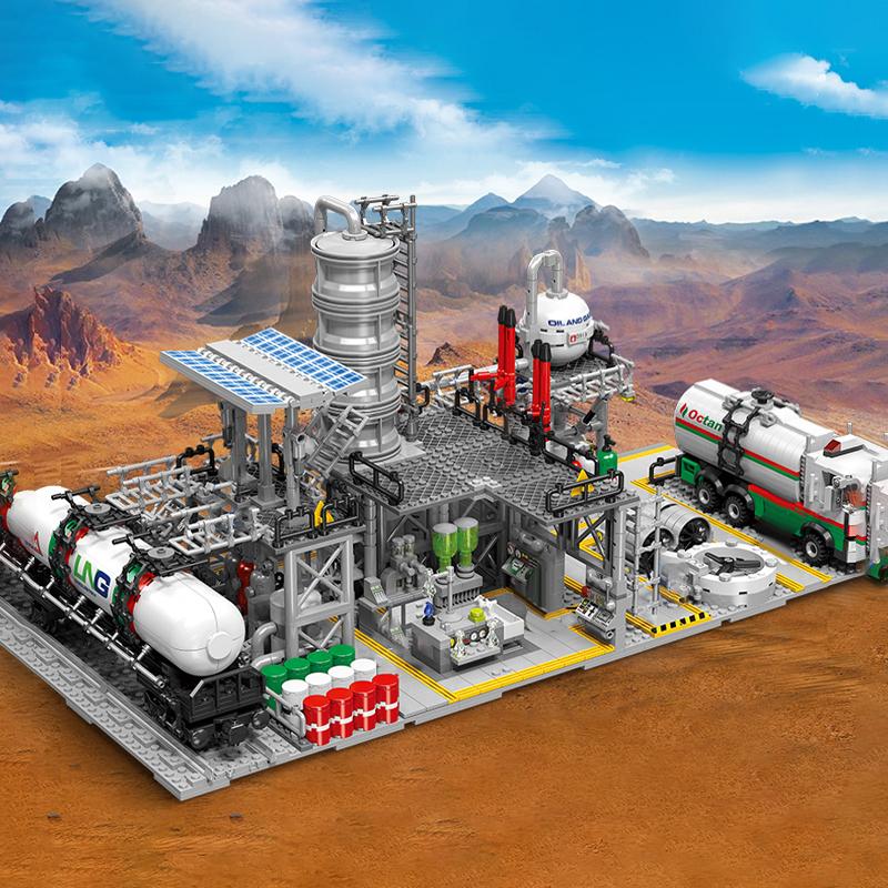 Non-Toxic City Street View Building Blocks Natural Gas Storage Center Laboratory Transport Station 3 In 1 Assembly Model Bricks Kids Gifts