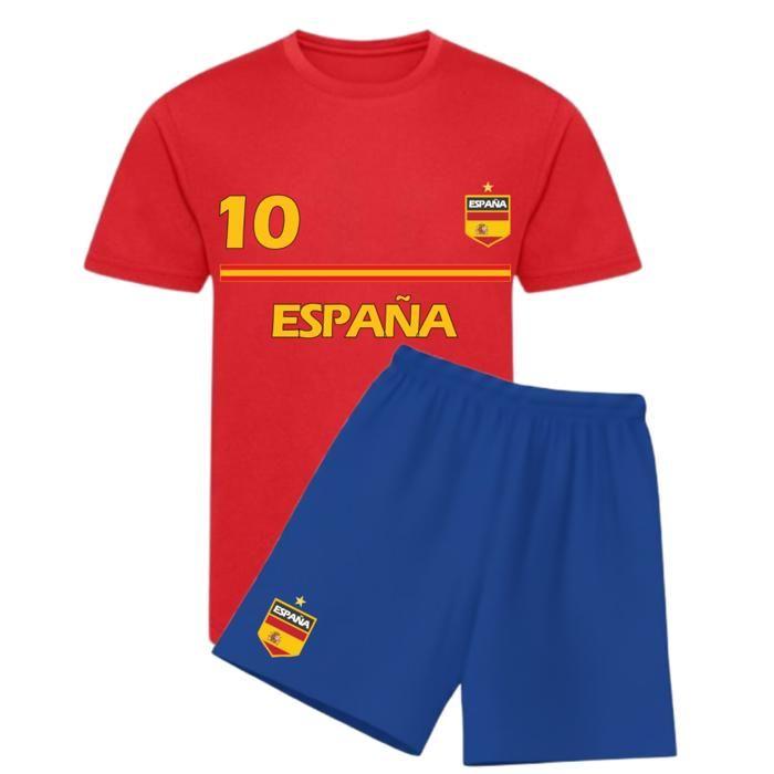 Ensemble football enfant - NPZ - Inspiré Espagne - Maillot rouge & short bleu royal - 5-6 ans - 100% polyester