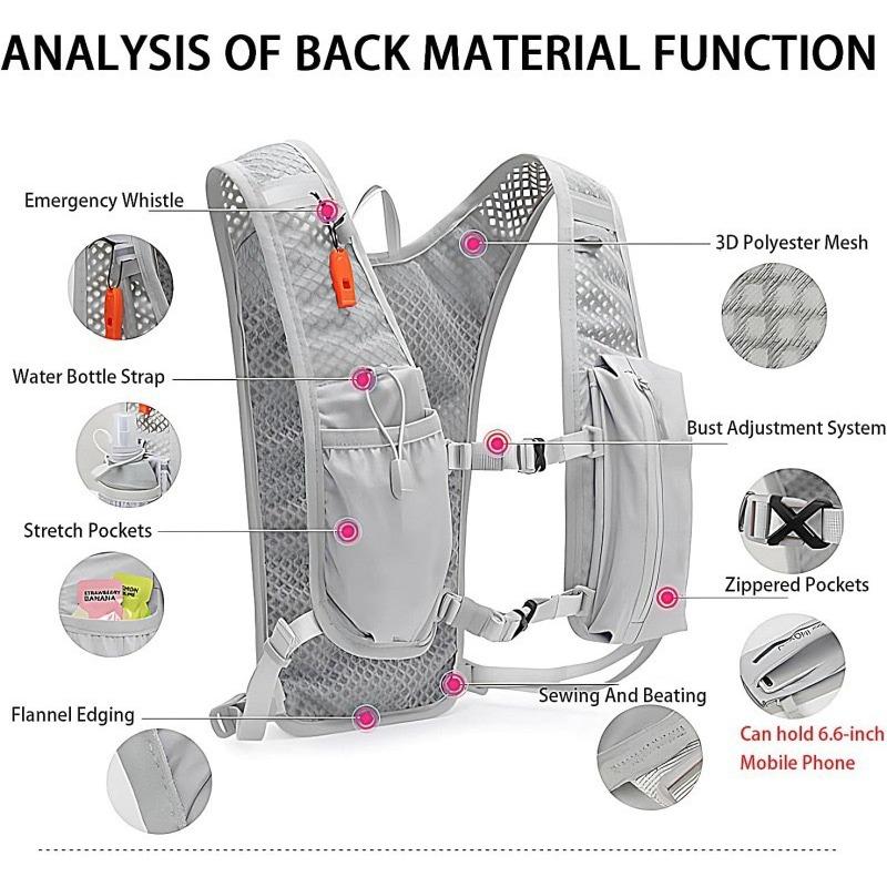 Ultra-light breathable sports vest backpack,Suitable for cycling,running, hiking,Outdoor gear with pocket and hydration backpack
