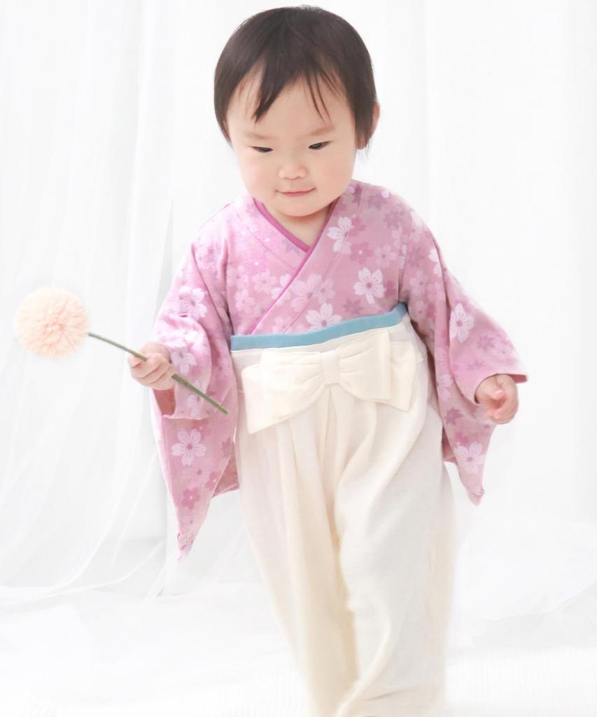 Комбинезон хакама для девочек, детский комбинезон хакама, цветущая вишня [KYOETSU] (70, Розовый)