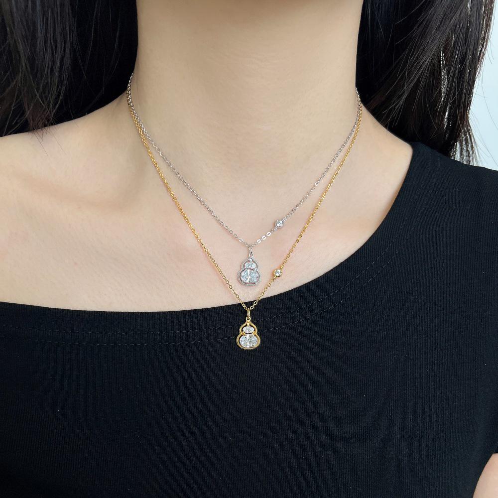 Серебряный кулон-тыква S925 для женщин - Модный китайский стиль, Классический дизайн, Популярен на Xiaohongshu, Универсальная цепочка на ключицу
