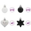 Christmas Ornament Set 40 pcs Black and White Plastic