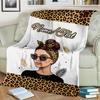 1PC Custom Name Leopard Fashion Portrait Outdooor Flannel Blankets Throw Blanket All-Season Throw Gift Bedspread for Couch, Bed, Camping Holiday Birth