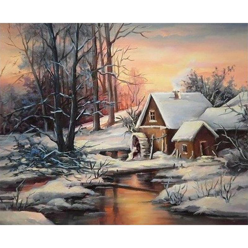 Снежный пейзаж «сделай сам», 5D алмазная живопись, полная круглая дрель, пейзаж, алмазная вышивка, набор для вышивки крестом, настенное искусство, домашний декор, подарок