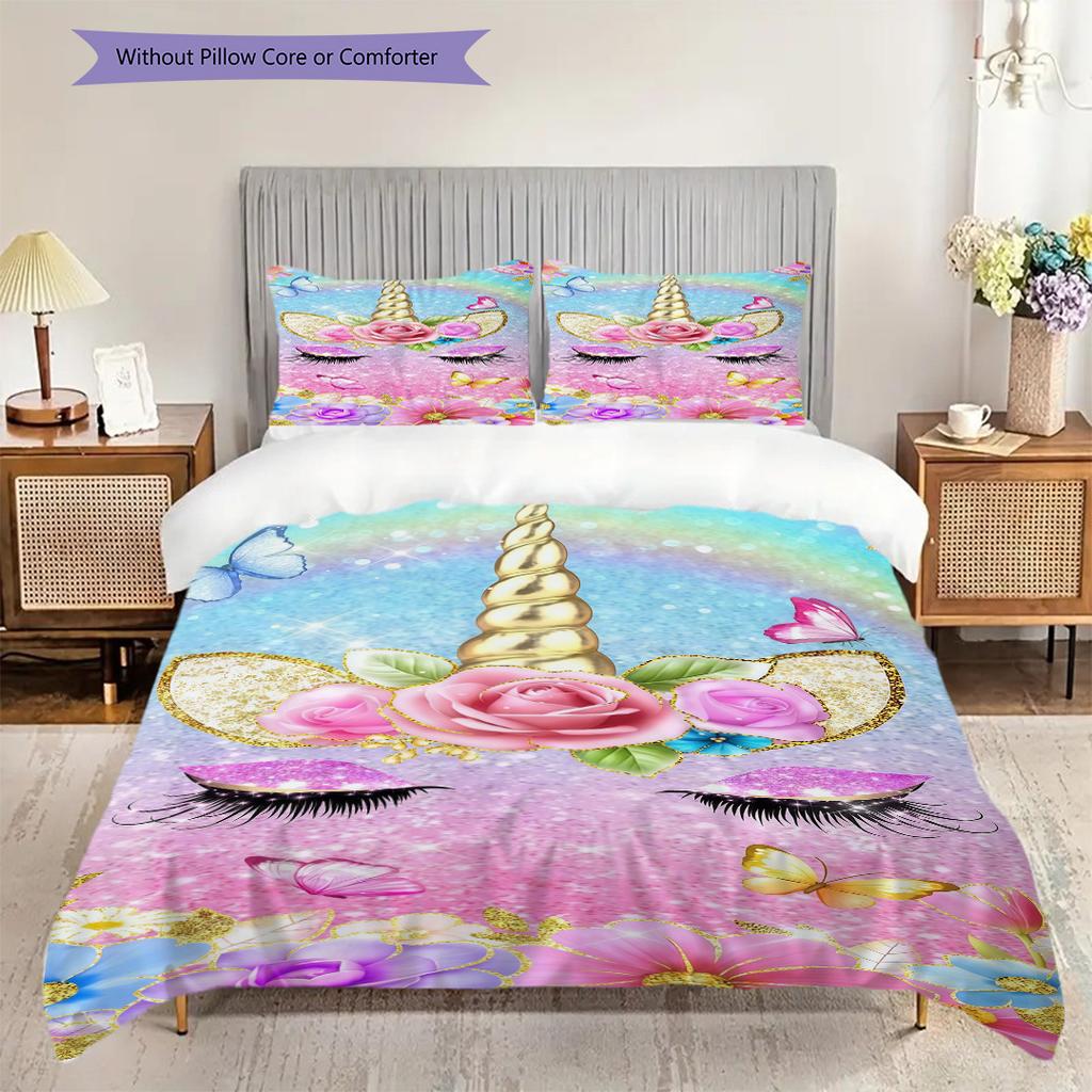 Magical Unicorn Rainbow Fantasy Threepiece Set 1 Duvet Cover 2 Pillowcase Without Core Christmas Birthday Gift Duvet Cover And Pillowcase