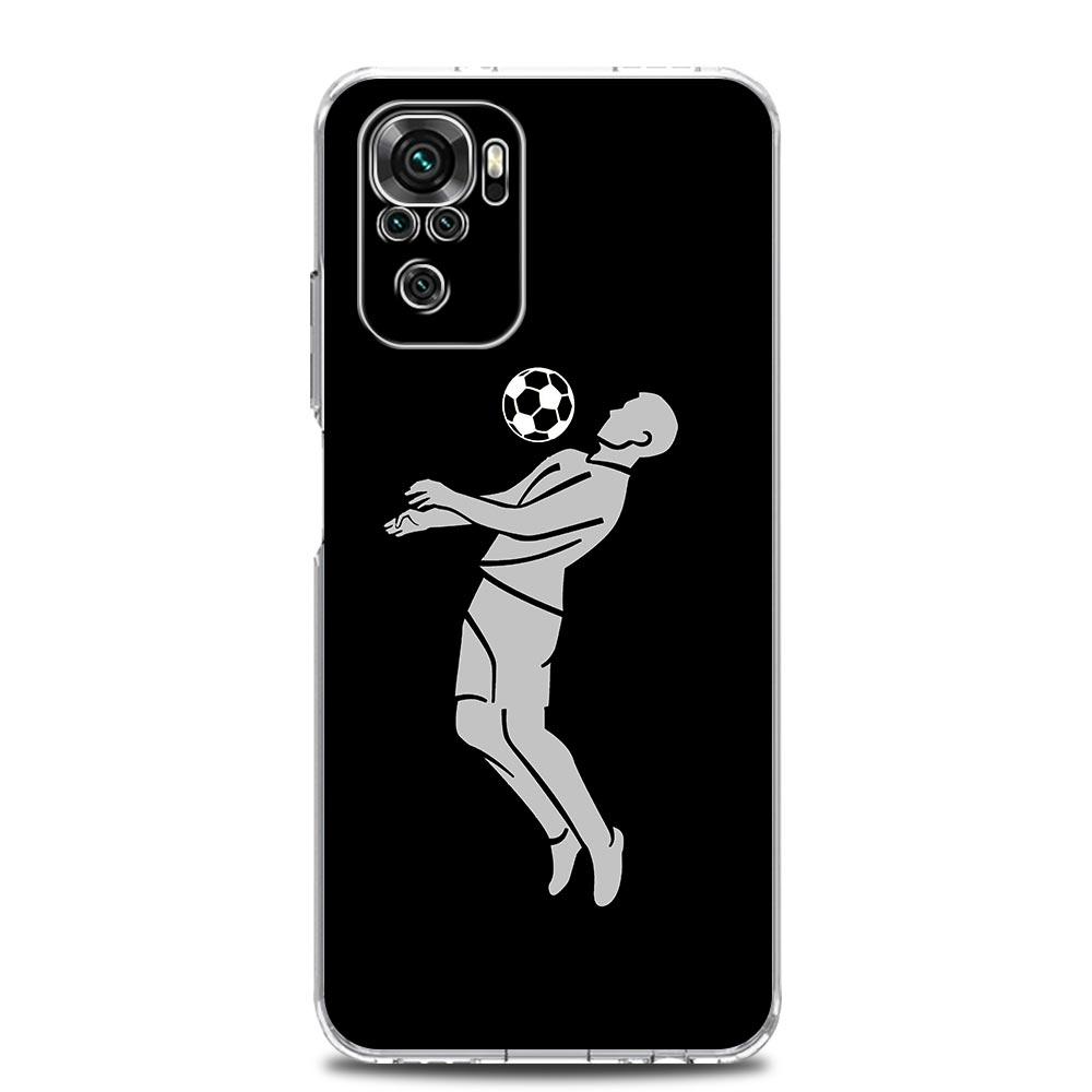 New Square Clear Phone Case For Xiaomi Redmi Note 12 11 9S 9 8 10 Pro+ 7 8T 9C 9A 8A K40 Gaming Cover Football Player Soccer Art