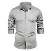 Spring Autumn Men's Long Sleeve Shirts Solid Color Square Collar Smart Casual Shirt Men Daily Anti-Pilling Fashion Dress Blouse
