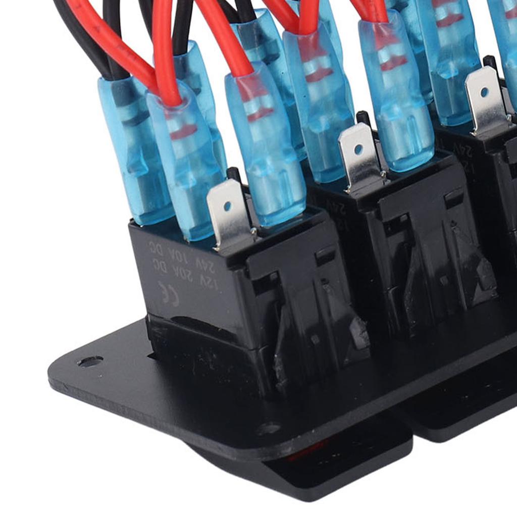 6 Gang Rocker Panel LED Backlit On Off Waterproof Circuit for Car RV Bus Marine Boat ATV UTV