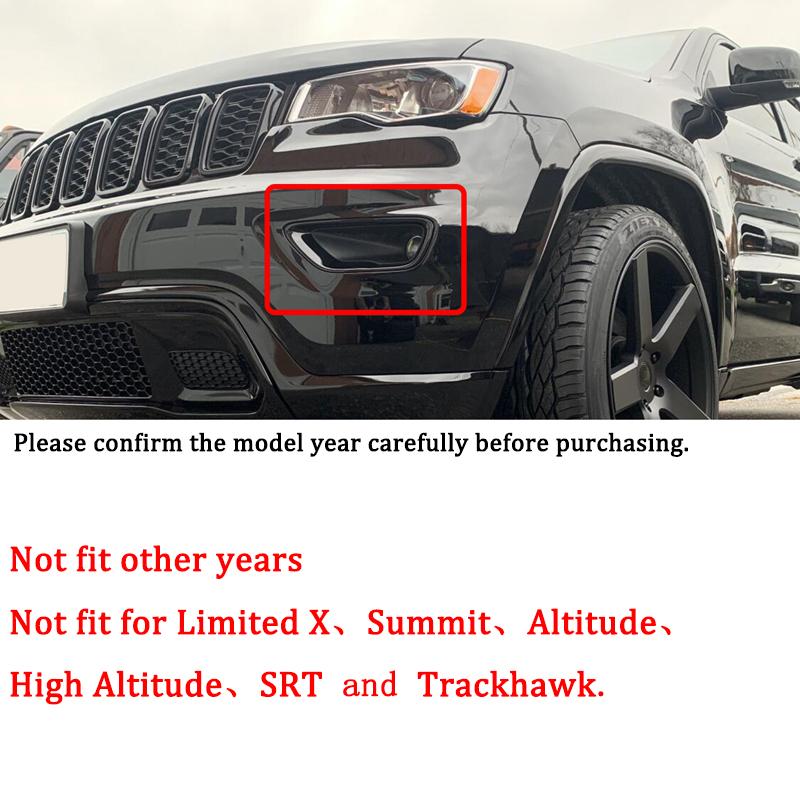 Black Front Fog Light Cover Fog Lamp Trim For Jeep Grand Cherokee 2017-2021 2019