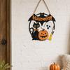 Weather Resistant Halloween Props Wood Hanging Ornament with Ghost Pumpkin Bat Cat Prints, Durable Ornaments Waterproof Front Door Sign for
