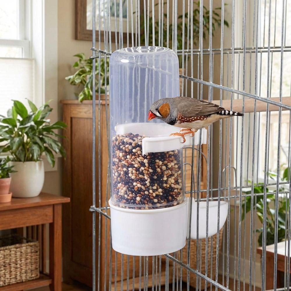 Plastic Bird Water Dispenser 240ML Capacity Cage Hanging Feeder Bird Food Container Home Use