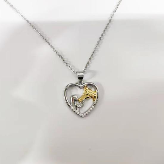 Ожерелье с подвеской в ​​цвете, изысканное стильное ожерелье с подвеской в ​​форме сердца для девочек и лошади, модные аксессуары