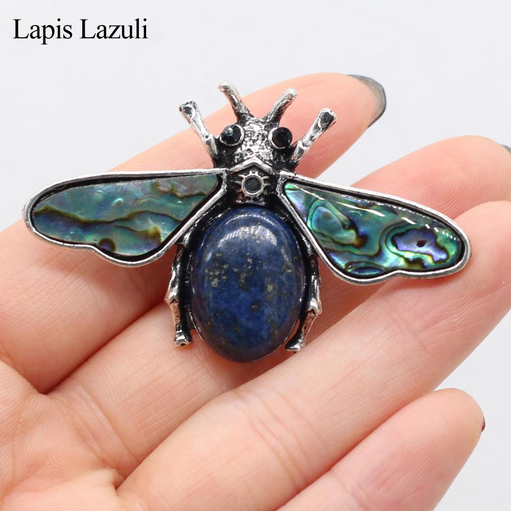 1Pc Reiki Healing Crystal Pendant, Natural Stone Insect Shape Charms for DIY Necklace Hanging Decoration Accessories, Jewelry Making Halloween Crafts