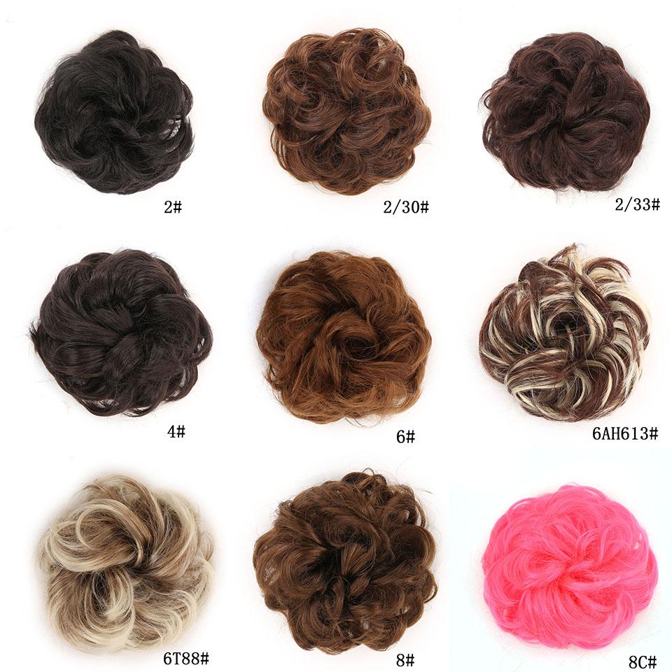 Messy Scrunchies Synthetic Hair Bun With Elastic Band Natural Fake Hair Tie Pieces Ponytail Colored Black Purple Pink Green Gray For Woman Chignon