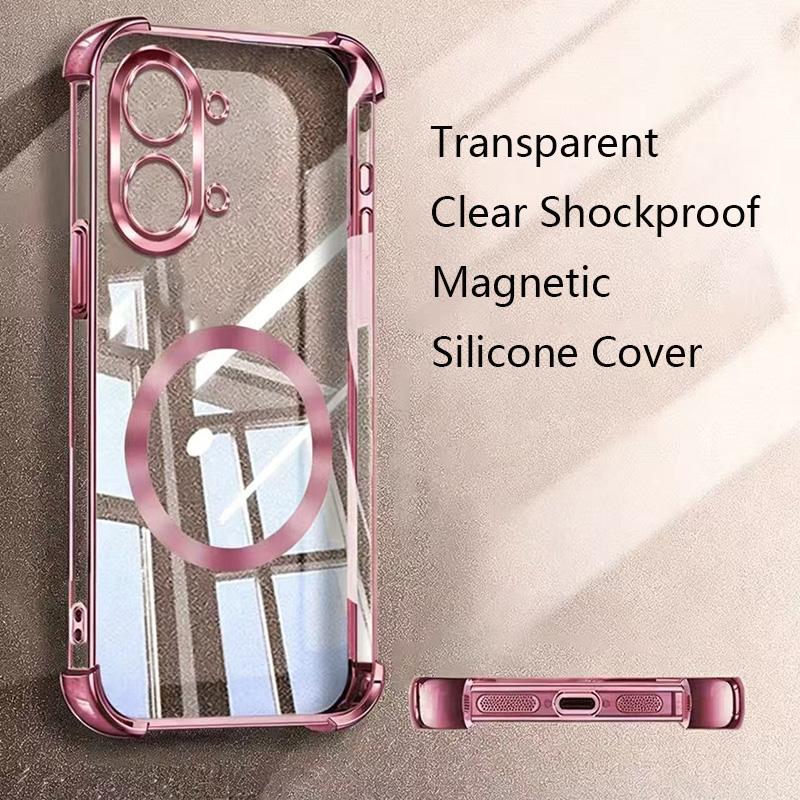 Clear Shockproof Magnetic For Magsafe Case For Huawei Pura 90 80 70 Ultra P60 P50 P40 Pro P30 Lite Wireless Charging Soft Cover