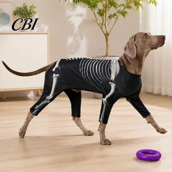 Fashionable Puppy Skeleton Shirt Dog Costume, Print Four-legged Outfit, Spooky Breathable Pet Clothing for All Sizes Cool Pullover Halloween