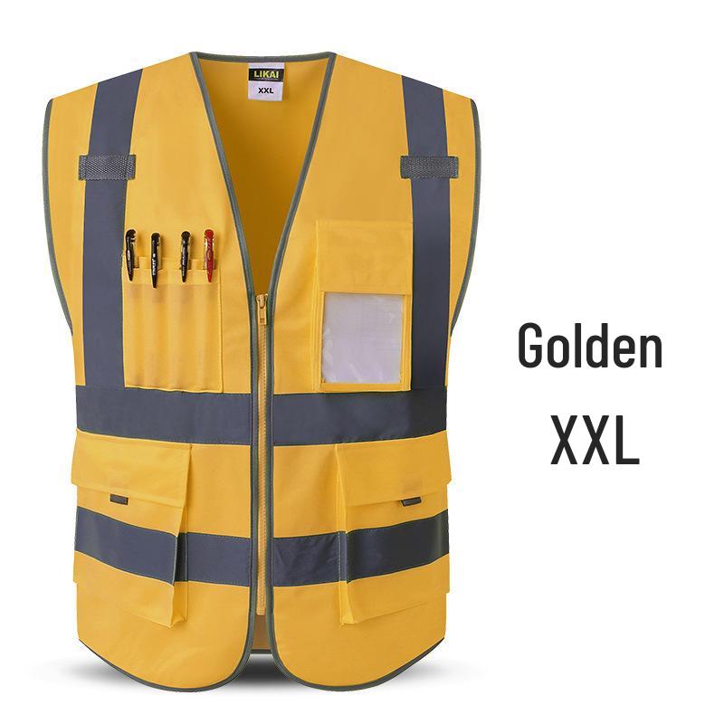 LIKAI Reflective Safety Vest - High-Visibility Construction Traffic Gear, Customizable Fluorescent Workwear.