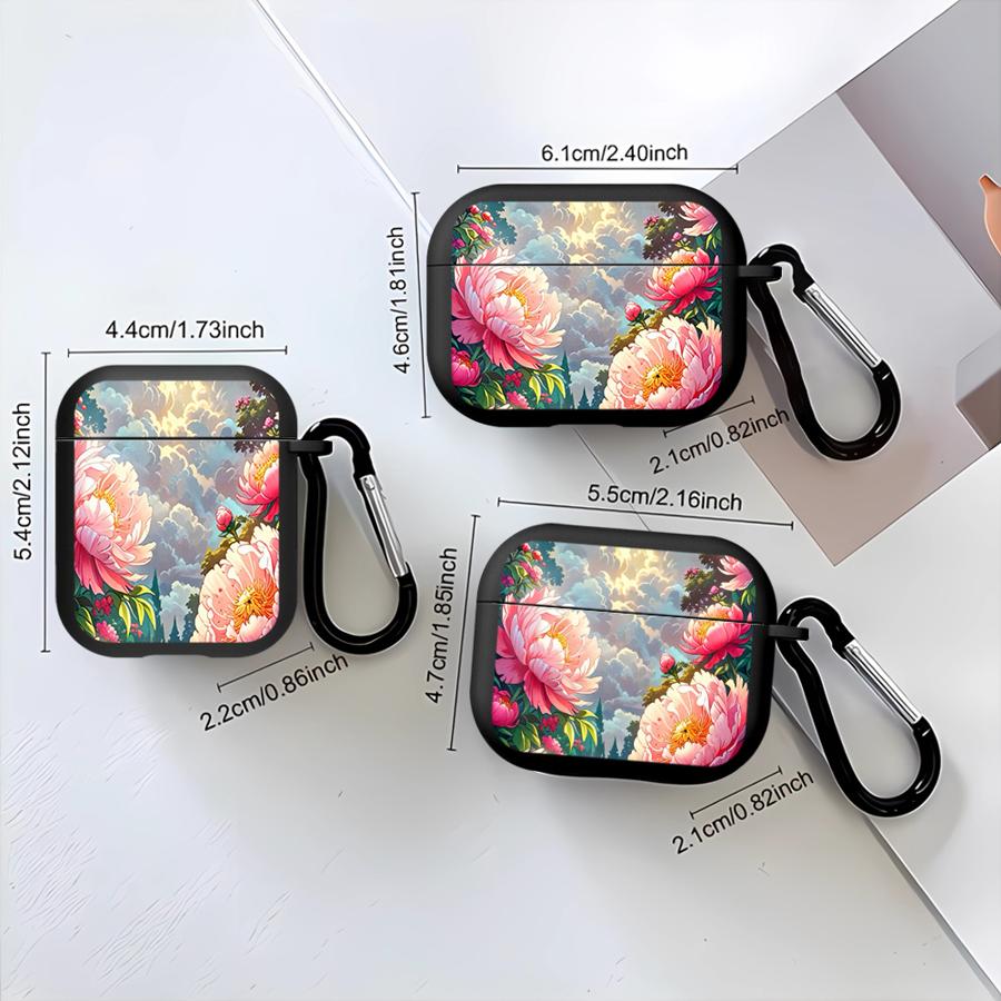 Чехол для Airpods Pro3 Pro2 4 2 3 1 Pro Чехлы для наушников Покрытие Богатое и Блестящее Пион Мода