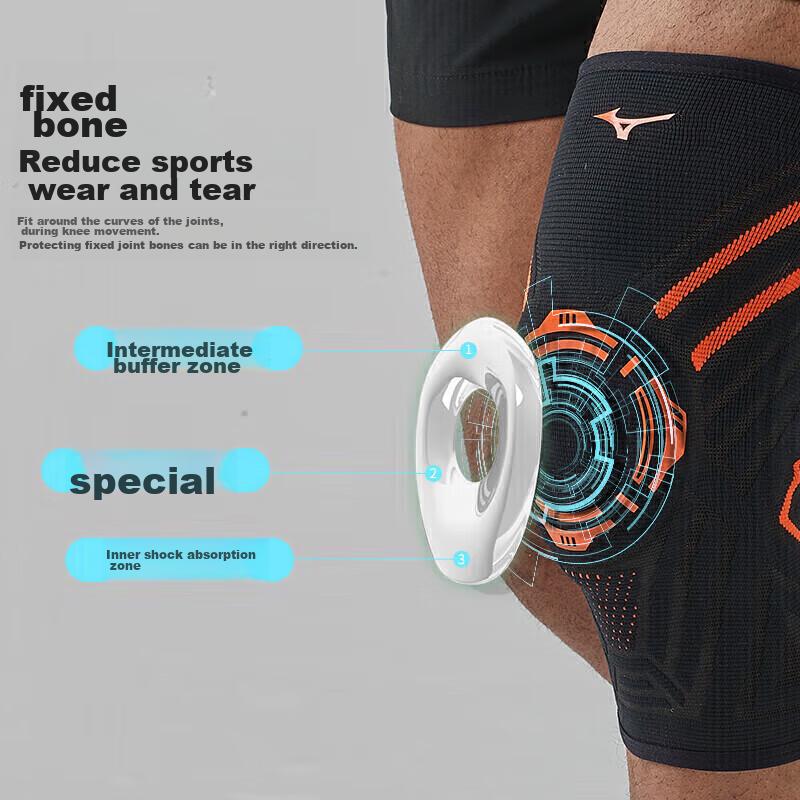 MIZUNO Knee Brace for Suitablen, for Running, Badminton, Hiking, Basketball, Professional Sports Protection Gear, Black And Orange, Size L