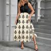 Women's Casual And Fashionable V-neck  Sleeveless Printing Mid Length Dress
