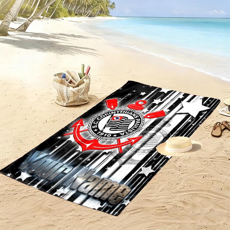 Name Custom Sport Club Corinthians Paulista Print Beach Towel, Large Soft Quick Dry Towel for Beach Camping Swimming