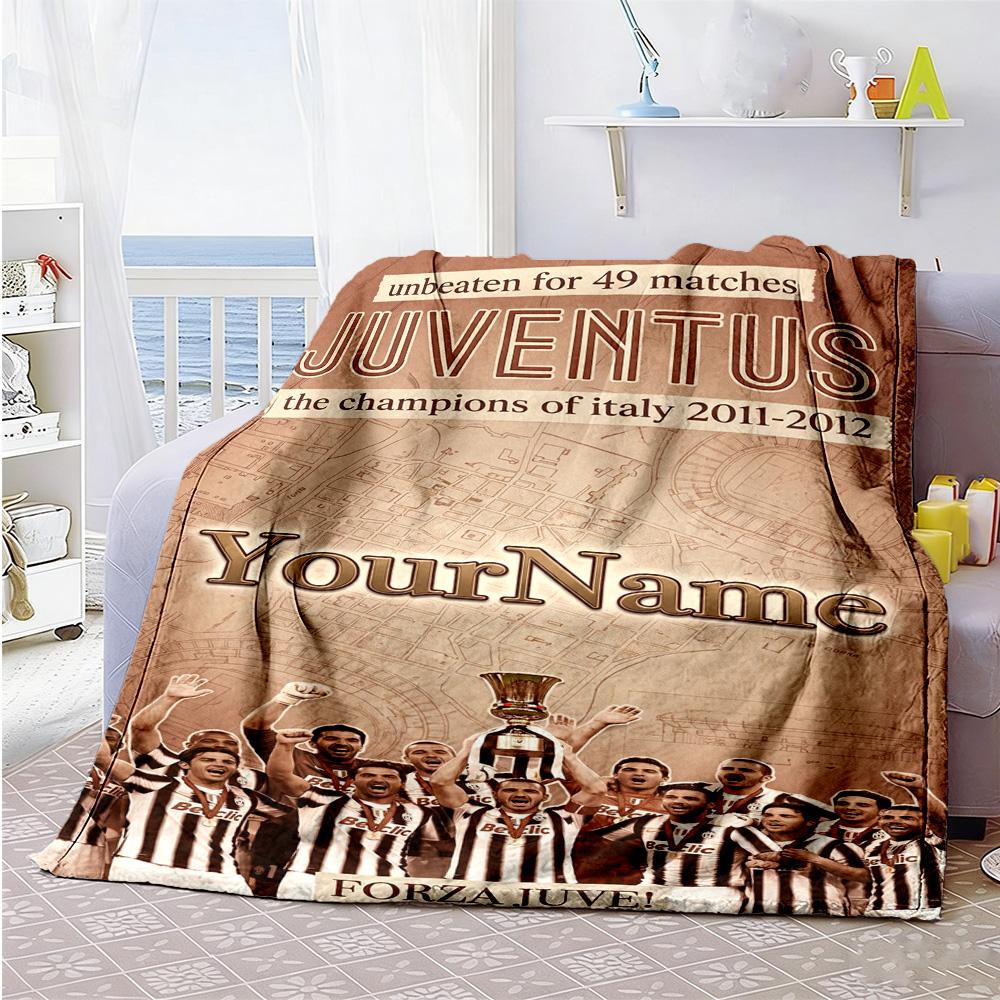 Juventus Customize Your Name Blanket Multi-purpose Customizable Blanket Durable Comfort for Nap Bed Bedding Home Decor Ideal for All Seasons