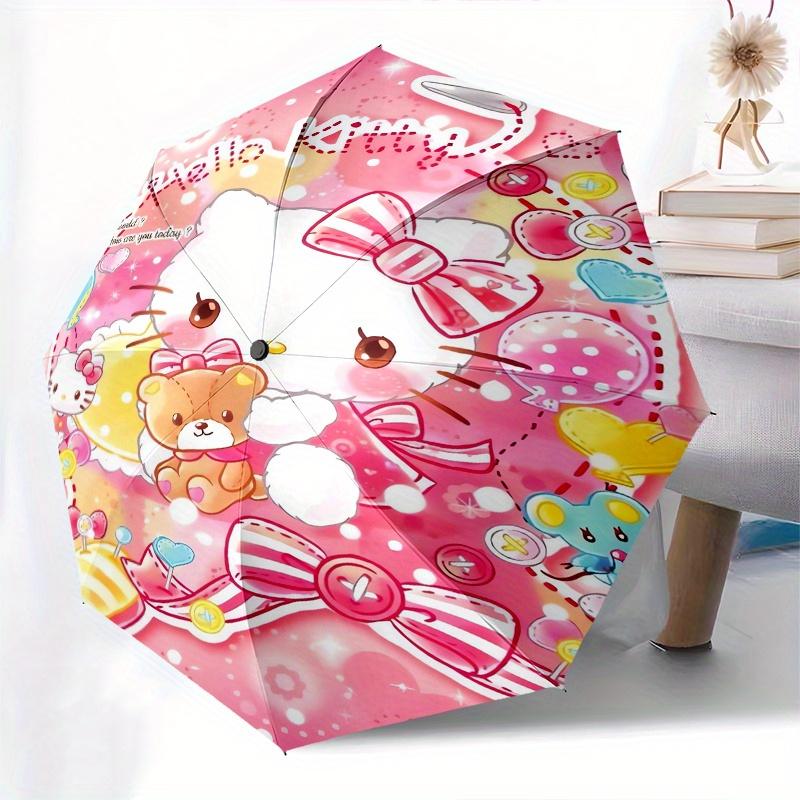 Hello Kitty,Teddy Bear Automatic Umbrella-Foldable, Durable 8-Bone Design, Compact and Stylish, Great for Camping, Halloween, Christmas, Mot