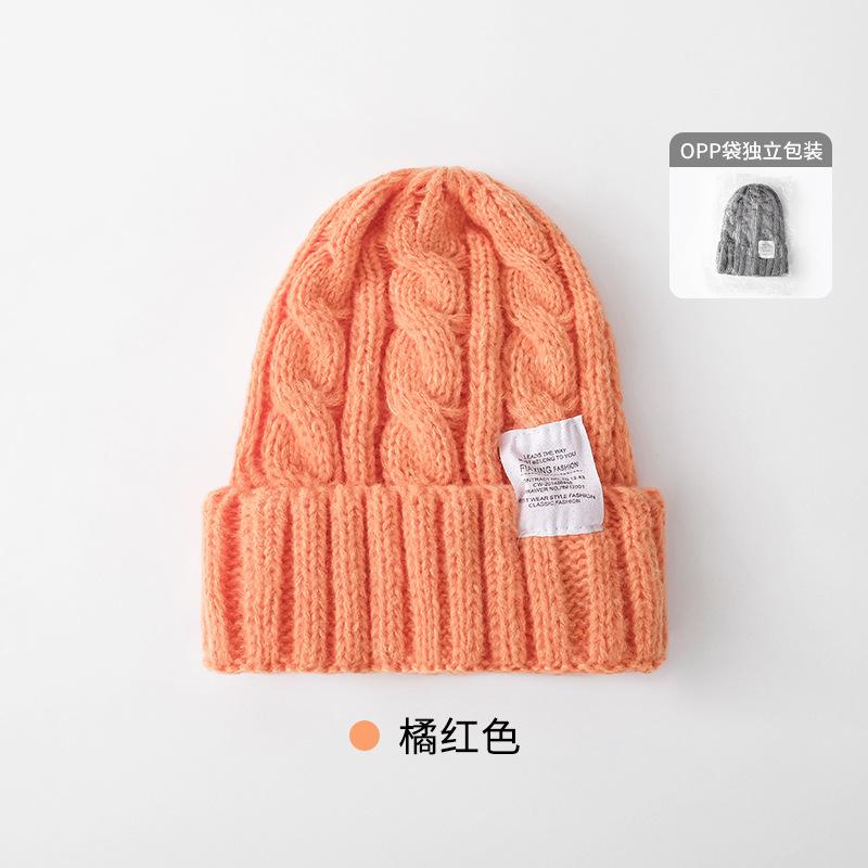 Solid color twist wool hat female autumn and winter student warm ear protection knitted hat couple versatile cold hat