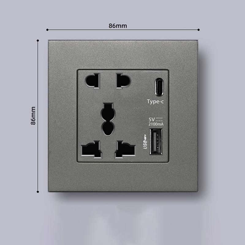 Power Supply 2100Ma Usb Socket International Panel 13A Uk Wall Type C Interface