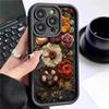 Черный шерстяной чехол-лестница с цветочным узором для iPhone 14/15/16/17 Pro Max