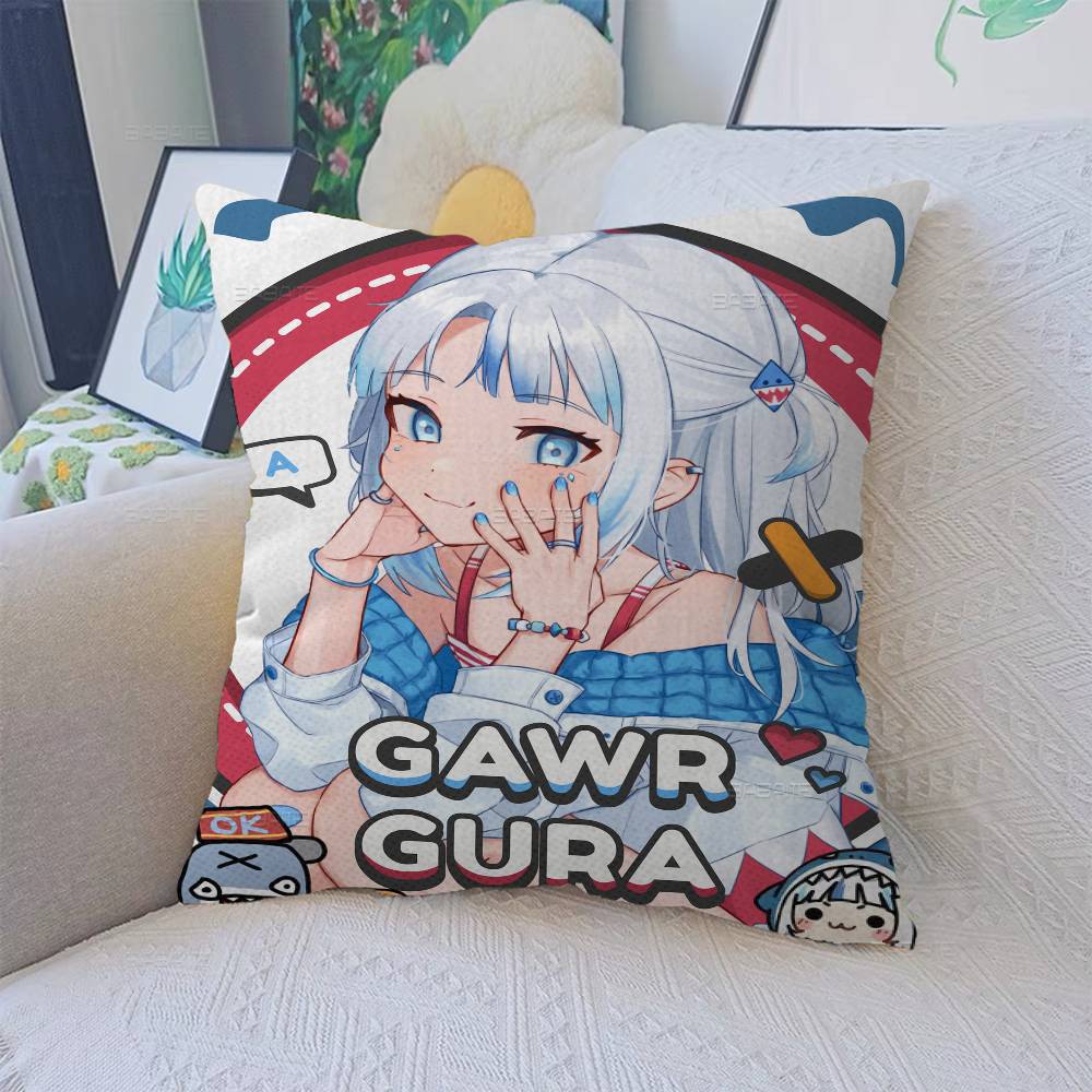 Gawr Gura Kawaii Наволочка Декоративная Наволочка для Подушки Чехол для Подушки с Принтом для Дивана